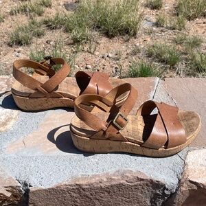 GUC KORK-EASE Women's Myrna 2.0 Ankle Strap Wedge Sandal (Size: 37/Tan)